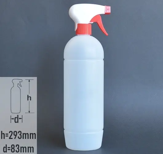 Sticla plastic 1 litru (1000ml) culoare semitransparentcu capac trigger-sprayer rosu
